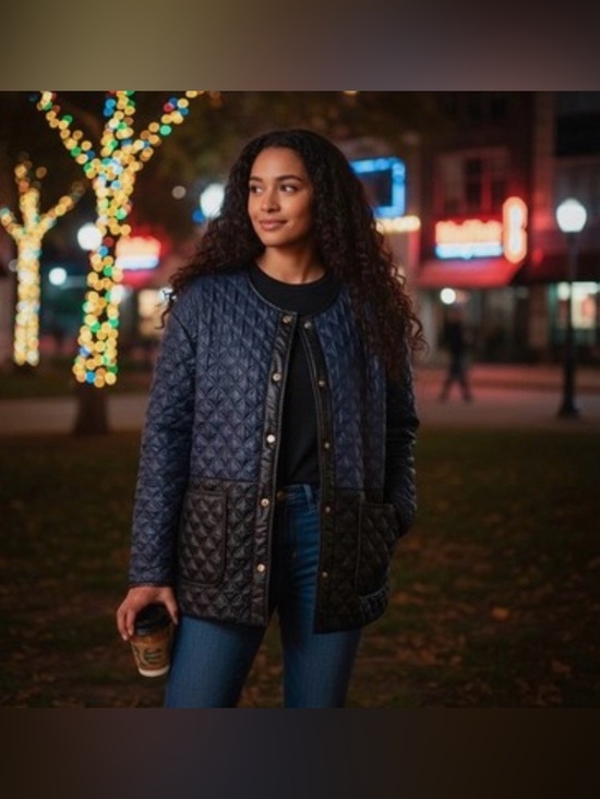 kate spade Jackets & Blazers - kate spade Two-Tone Navy and Black Quilted Puffer Jacket